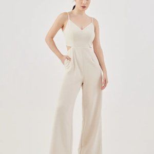 NWT Love Bonito Padded Cut Out Beige Cream Jumpsuit (BRAND NEW) Size 8 Medium